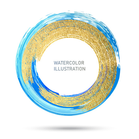 Watercolor color circle texture. Ink round stroke on white background. Vector illustration of grunge circle stainsのイラスト素材