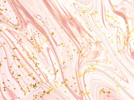 Liquid gold rose marble canvas abstract painting background with gold splatter and stripes texture. Vectorのイラスト素材