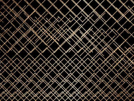 Abstract gold lines, triangles on black background, modern design. Creative illustrationの写真素材