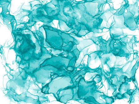 Watercolor fluid painting vector design card. Marble geode frame. Spring wedding invitation. Blue and green alcohol ink. Dye splash style. Vectorのイラスト素材