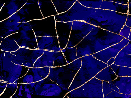 Blue marble and gold abstract background texture. Indigo, blue marbling with natural luxury style lines of marble and gold powder. Vectorのイラスト素材