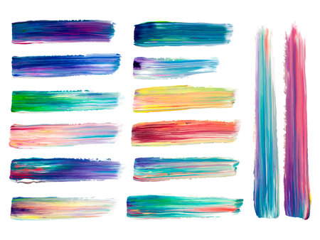 Abstract color acrylic brush strokes ,paint brushes isolated on white, creative illustration, fashion background. Vectoのイラスト素材