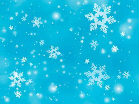Falling snowflakes wallpaper. Snowfall sky, white and blue background. Winter and new year holidays. Christmas background. Vectorのイラスト素材
