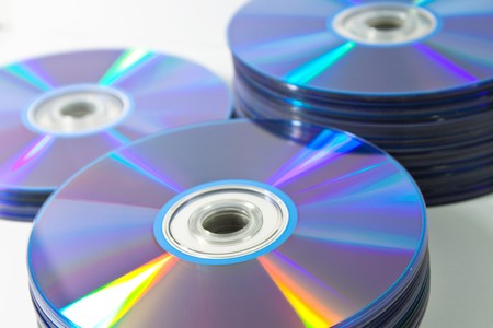 DVD discs on white isolated backgroundの写真素材