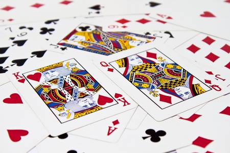 Many Cards game spread on the Tableのeditorial素材