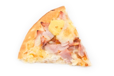 Pineapple and Ham pizza on white isolatedの写真素材