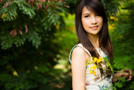Young beauty woman in natureの写真素材