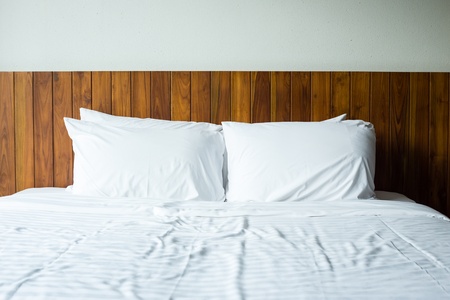 Bed in the Hotelの写真素材