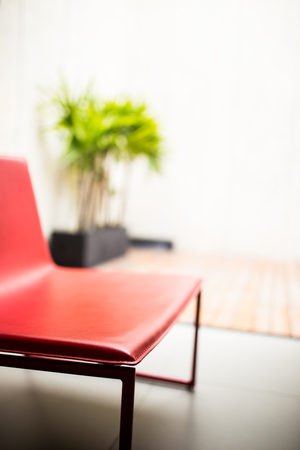 modern chair in a bright and sunny living roomの写真素材