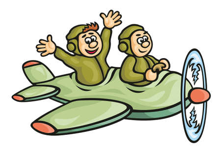 airplane pilot fly Character humor illustrations  drawing の写真素材