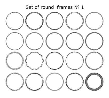 set of  round frames in different styles for design frameworks and bannersのイラスト素材