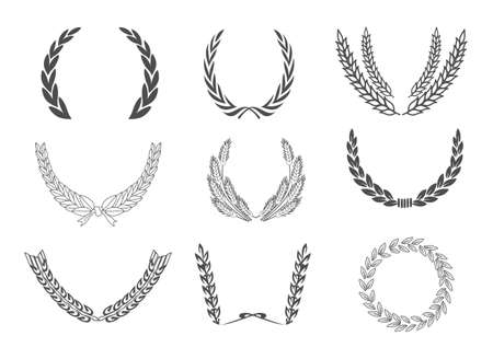 Set of wreaths and branches. Vector illustration. Wreaths collectionのイラスト素材