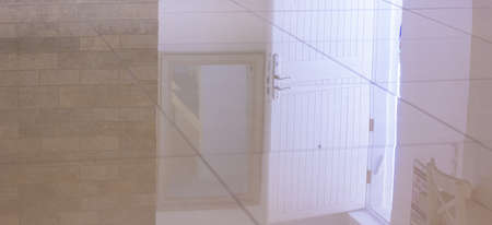 tile ceramic floor clean smooth perspective surface with reflection ,abstract upside down interior picture, empty space for copy or textの写真素材