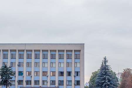 rustic concrete building USSR architecture in Easter Europe countryの写真素材