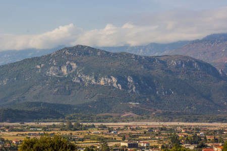 picturesque colorful green mountain ridge nature landscape and park outdoor valley foreground in...