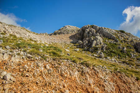 desert Savannah dry mountain yellow picturesque nature landscape view copy space for your text hereの写真素材