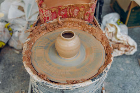 raw clay vase hand made object pottery process pictureの写真素材