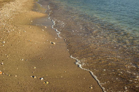 soft colors summer morning scenic landscape of sand beach waterfront calming place for relax and promenade copy space for your text hereの写真素材
