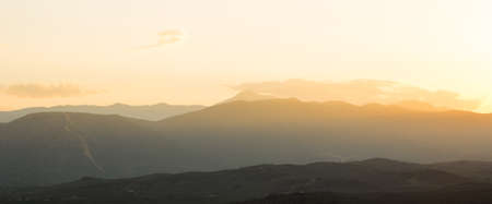beautiful morning sun rise mountain silhouettes nature panorama landscape wallpaper pattern concept...
