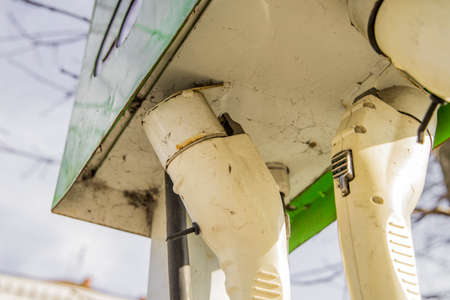 electro gas station dirty not working industry transportation object view.