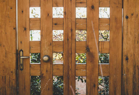 garden exterior closed wooden door and look furniture object