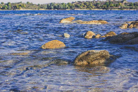stone nature shore lines of sea bay outdoor environment space clear weather day timeの写真素材