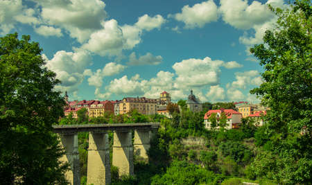 Ukraine Europe beautiful historical city with small houses landmark scenic view travel life style...