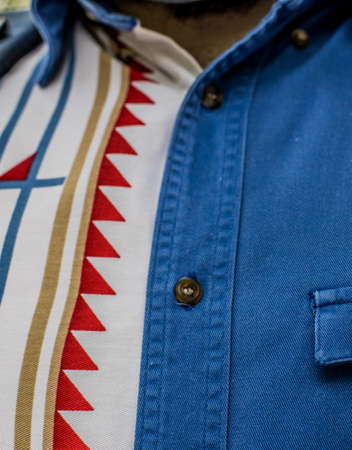 male shirt hipster style fashion cloth textile material blue white and red colors texture