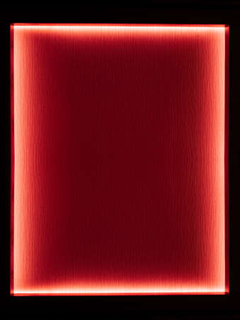 interior red neon illumination square frame shape lighting on wall background wallpaper poster pattern with empty copy space for your text hereの写真素材