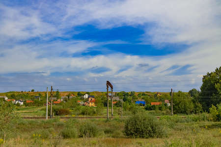 rustic village Eastern European poor region summer clear day scenic viewの写真素材
