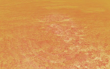 Peach Fuzz abstraction concept picture orange painting wallpaper background perspective surface look like volcanic lavaの写真素材