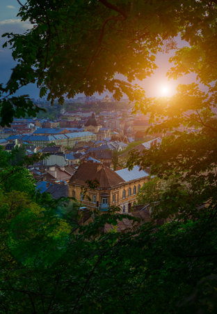 soft focus vertical picture of tourism destination site Eastern Europe Ukrainian cultural city Lviv...