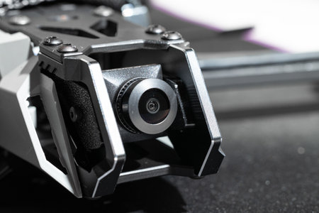 digital camera lens gimbal system first person view drone front side technological elements workshopの写真素材