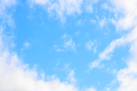idyllic blue sky cloudscape abstractive heart shape pattern clear weather background air view with empty copy space advertising textの写真素材