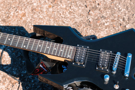 grunge old dusty electric guitar music instrument textured background surface space