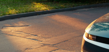 car headlight hood wallpaper panorama concept transportation driving street asphalt road textured...