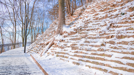 winter landscape park scenic environment terrace December time frozen place with beautiful colors