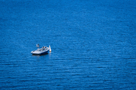 rescue boat in sea water blue color nature environment space
