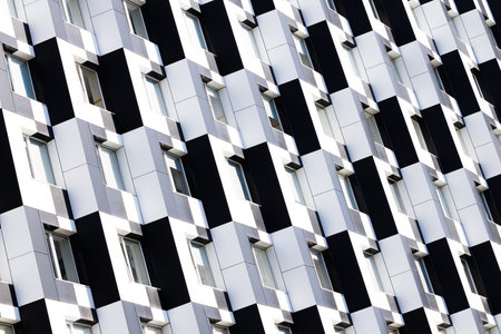 block panel black and white external facade architecture background modern building artistic pattern...