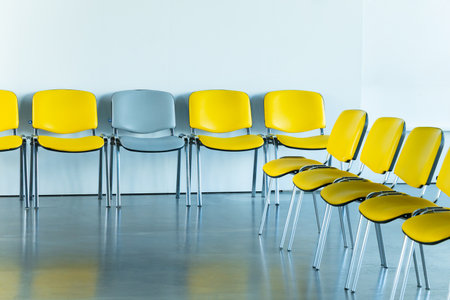lobby space with row of chairs without people inside hall business instance place