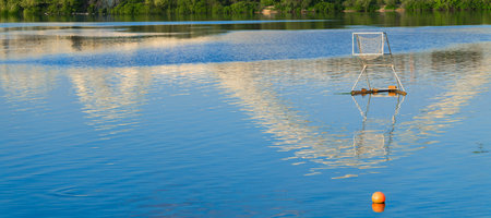 water polo sport space activity open air view panoramic format pictureの写真素材