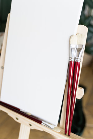 Brushes for drawing and easel. Artists toolsの写真素材