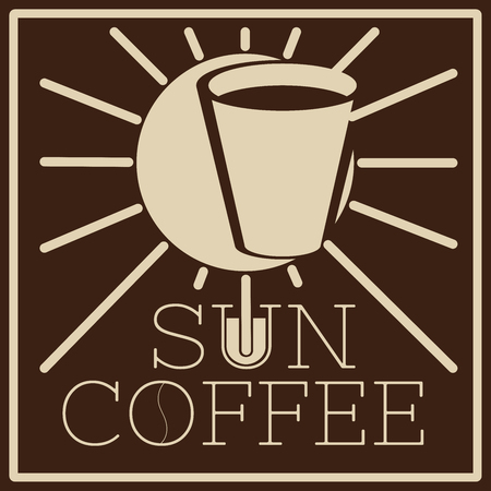 logo of cafe with sun and glassの写真素材