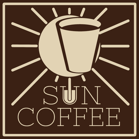 logo of cafe with sun and glassの写真素材
