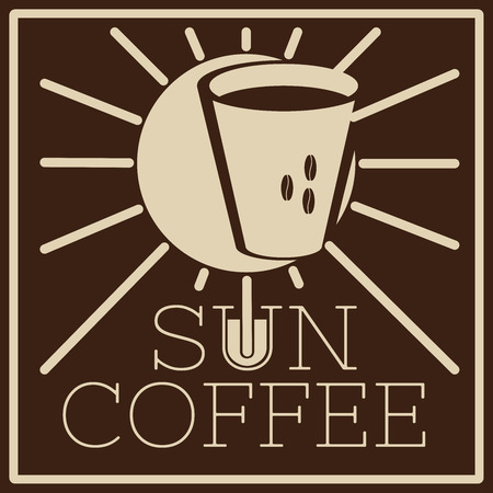logo of cafe with sun and glassの写真素材
