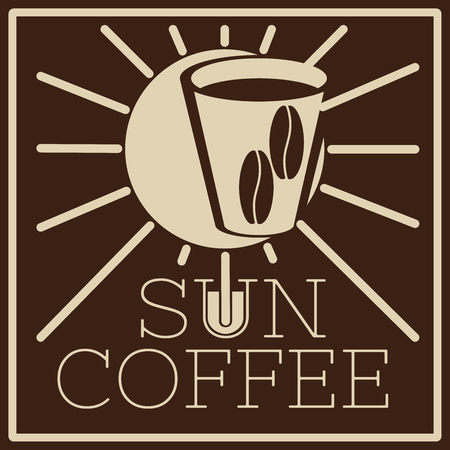 logo of cafe with sun and glassの写真素材