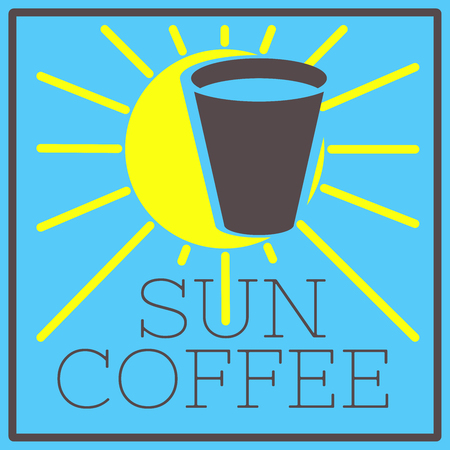 sign of cafe with sun and glassの写真素材