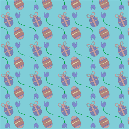 Easter pattern. backgrounds with eggs and flowersの写真素材