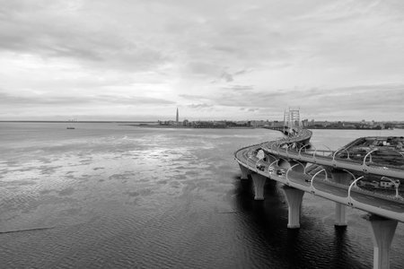 Stunning view of the city of Saint-Petersburg, UK in black and whiteの写真素材