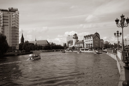 Black and white photo of a sandy beach on the Baltic Sea coastの写真素材